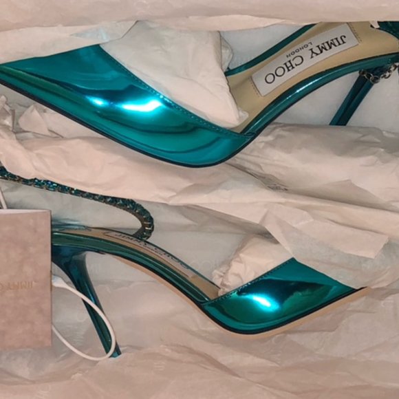 Jimmy Choo Saeda Crystal Ankle Strap Pointed Toe Pump - Picture 3 of 6